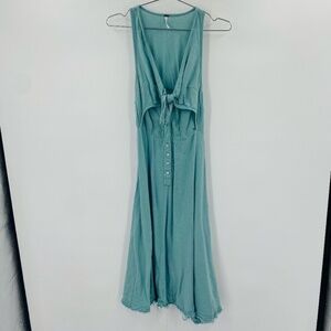 Free People Sleeveless Tie Front Midi Dress Teal Size XS